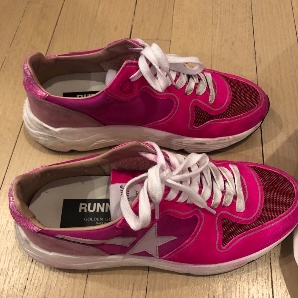 GoldenGoose FuxiaSuede PinkStarGlitter RunningSole